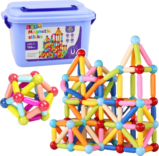 Magnetinis 3D konstruktorius dėžėje (166 dalių)