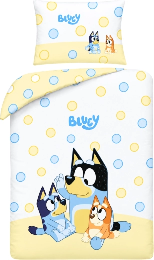 Bluey Cotton Cot Bedding Set, White and Yellow