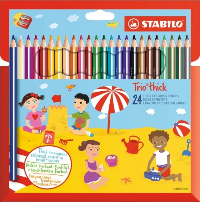Stabilo Trio storos pastelės 24 vnt. su drožtuku