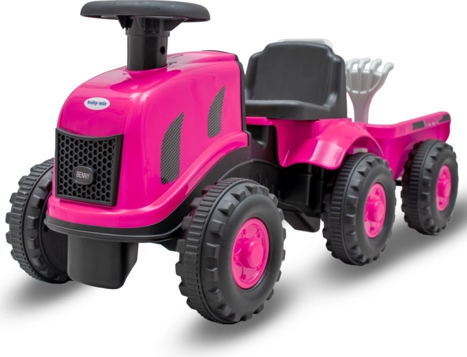 Baby Mix Benny Children's Ride-On Tractor with Trailer and Tools, Pink
