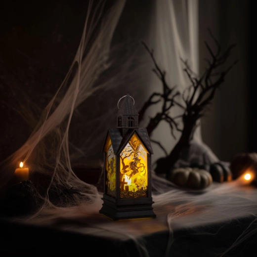 Halloween witch glowing decoration with yellow LED