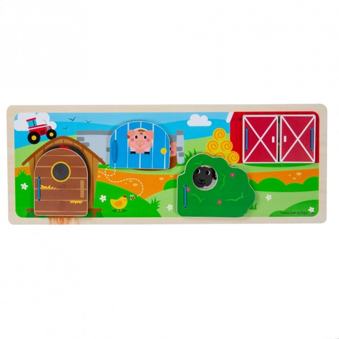 Sensorinė medinė dėlionė „Farma“ BIGJIGS TOYS
