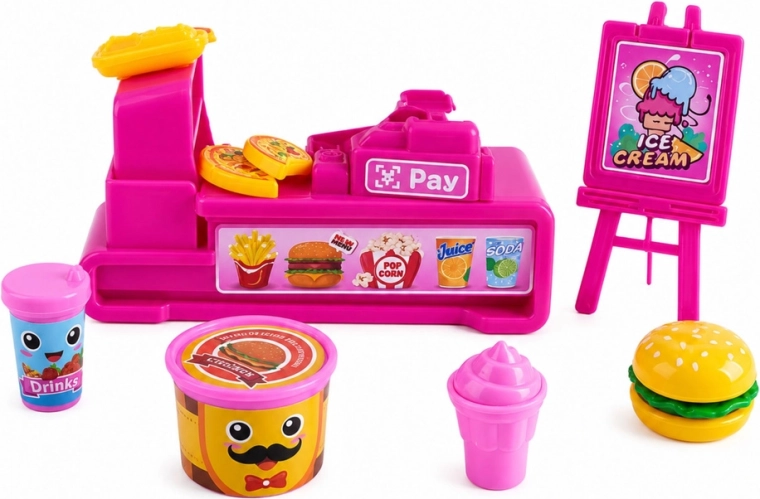 Realistic fast food stand with cash register