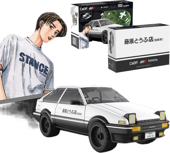 Konstruktorius CaDA Toyota AE86 Trueno Initial D – baltas miesto automobilis, 72 detalės