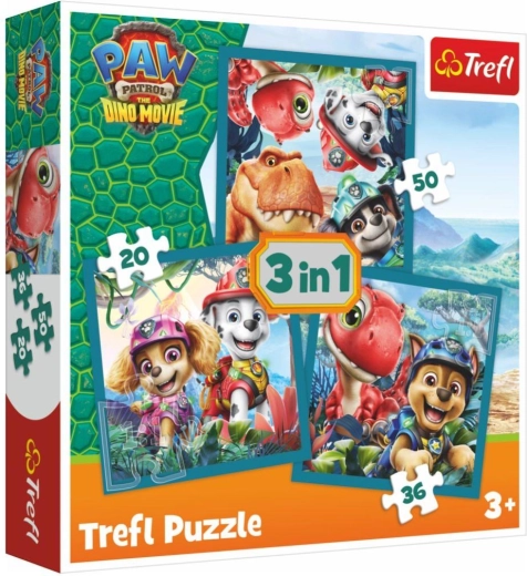 Dėlionė 3 viename Tlapková patrola (Paw Patrol) Dino Movie – dinozaurų sala