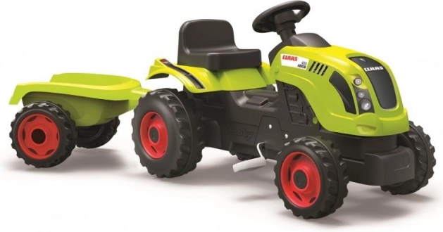 Pedal tractor CLAAS with green trailer