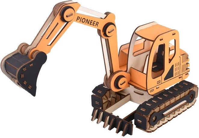 Woodcraft medinė 3D dėlionė – oranžinis ekskavatorius