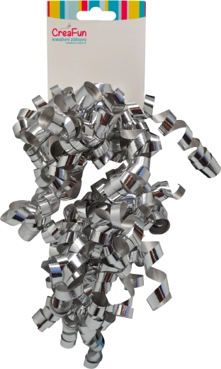 Dovanų metalinė sidabrinė juostelė-mašlė 6 mm, 2 vnt.