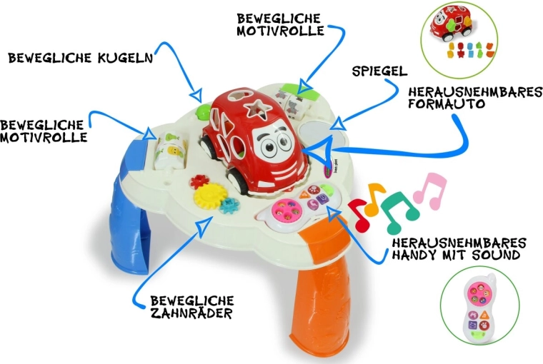 JAMARA Activity Table with Shape-Sorting Car and Phone