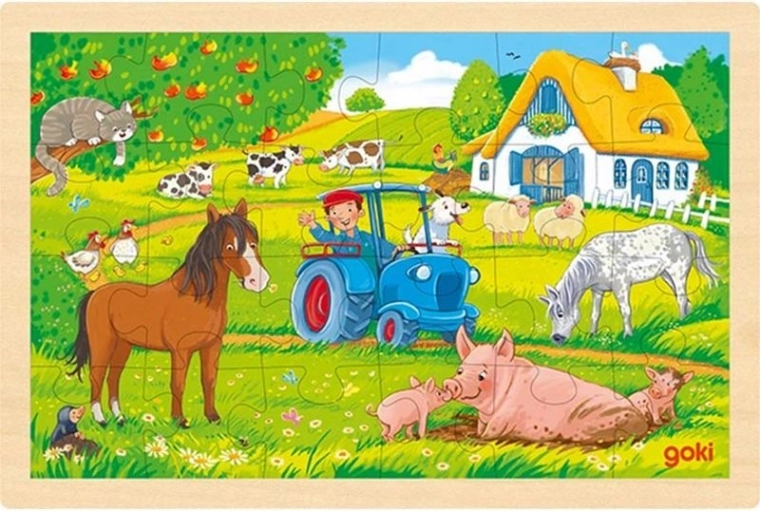 Wooden Farm Puzzle 24 Pieces Goki