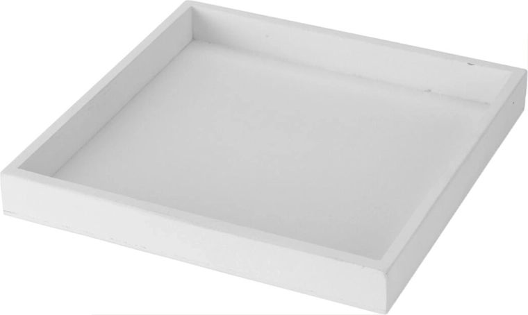 Dekoratyvinis medinis padėklas 25 × 25 × 3 cm, baltas
