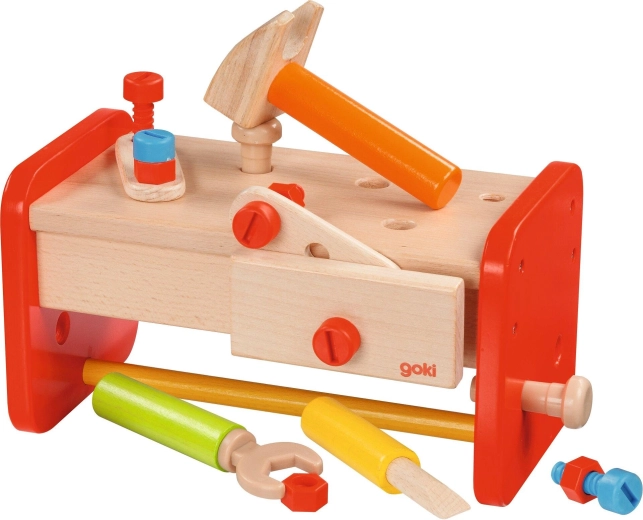 Children’s wooden workbench with storage box