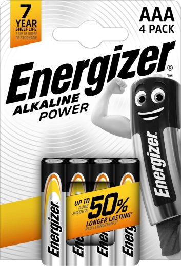 Energizer Alkaline Power AAA mikroelementų baterijos, 4 vnt.