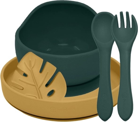 Petite&Mars silicone feeding set take&match 4 pcs desert sand and dusty rose