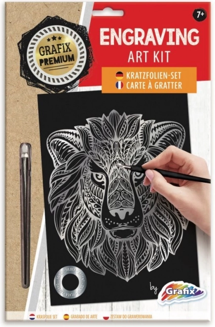 Silver scratch art picture lion GRAFIX