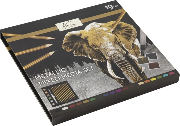Grafix metallic watercolor set of pencils and paints, 19 pcs