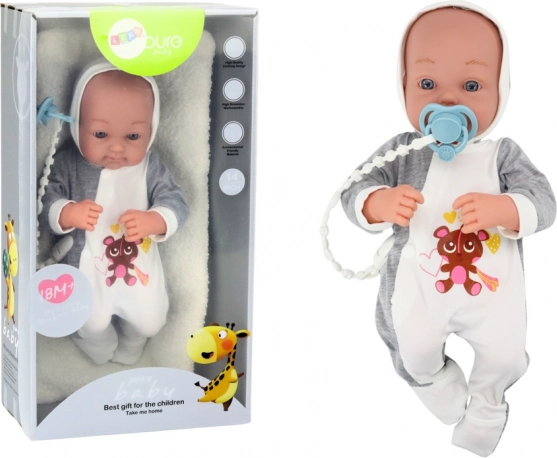 Medžiaginė lėlė su čiulptuku ir priedais 35 cm
