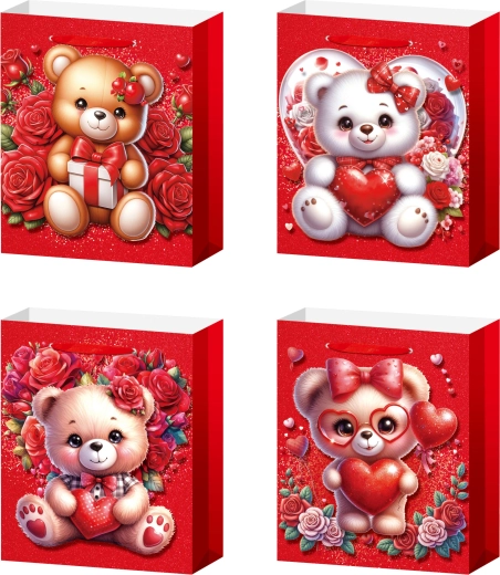 Gift Bag L teddy bear with roses