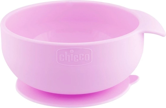 Chicco silikoninis dubenėlis su siurbtuku, rožinis, 6 mėn.+