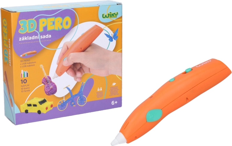 3D rašiklis WIKY oranžinis – startinis rinkinys su užpildais ir šablonais
