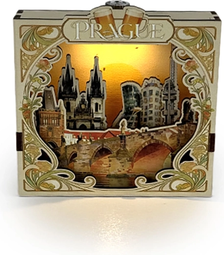 2Kids Toys 3D wooden magnet of Prague landmarks with lighting
