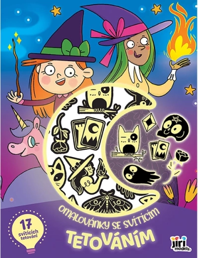 Coloring Book with Glow-in-the-Dark Monster & Witch Tattoos