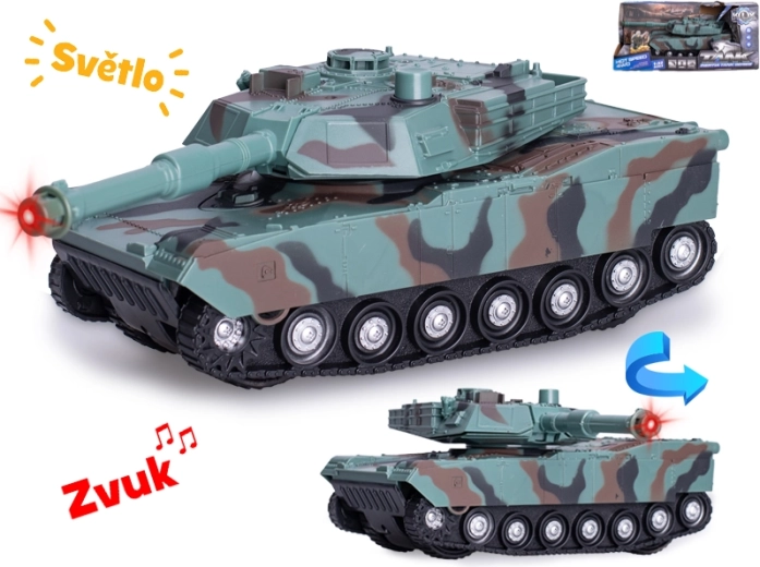 24 cm tankas, mastelis 1:32, su šviesos ir garso efektais