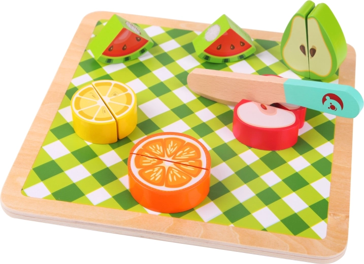 Colorful set made of natural wood