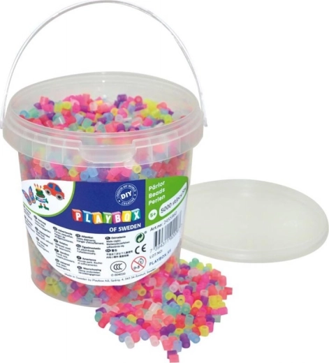 Playbox iron-on beads in a bucket with glitter, 5000 pcs