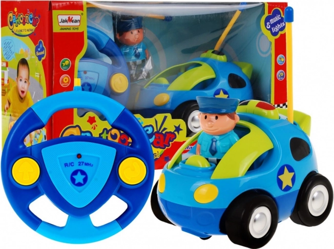 RC policijos automobilis vaikams su vairo formos pulteliu, policininko figūrėle, garsais ir šviesomis