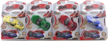Metal sports toy car with pull-back drive and opening doors