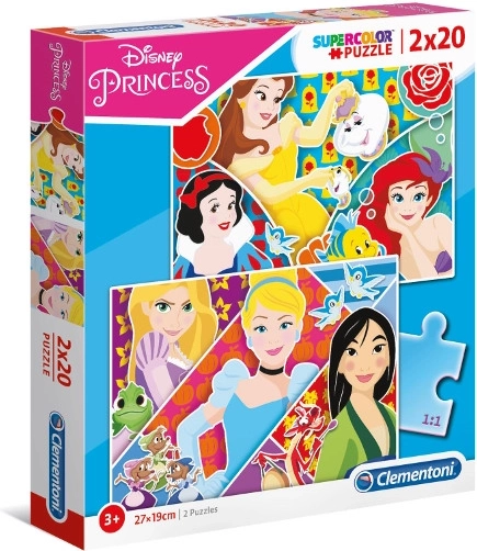 Dėlionė 2×20 PRINCESS Super Color Clementoni