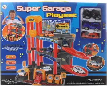 Plastikinis garažas su 3 automobiliukais