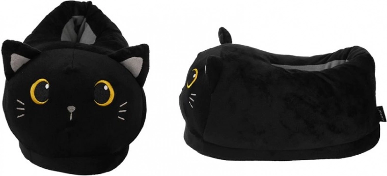 Plush Slippers Black Cats
