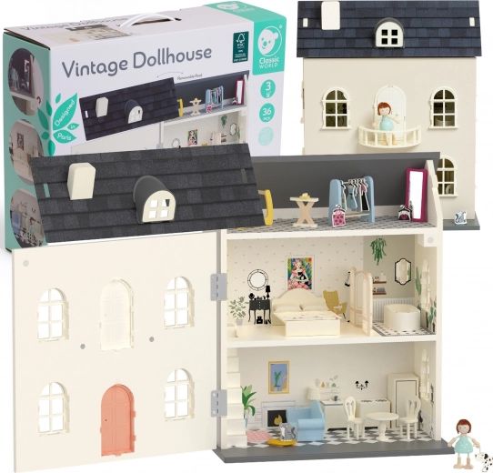 CLASSIC WORLD Wooden Dollhouse Vintage