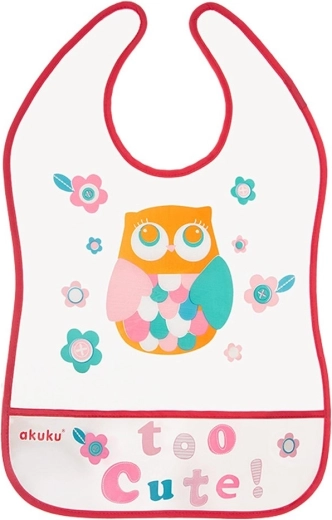 Akuku children's bib with pocket Owl