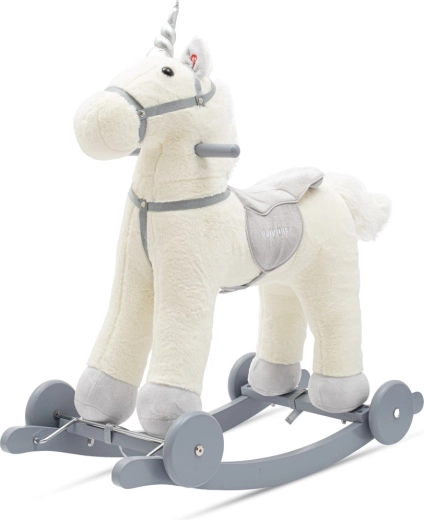 BABY MIX rocking unicorn with melody and wheels, white