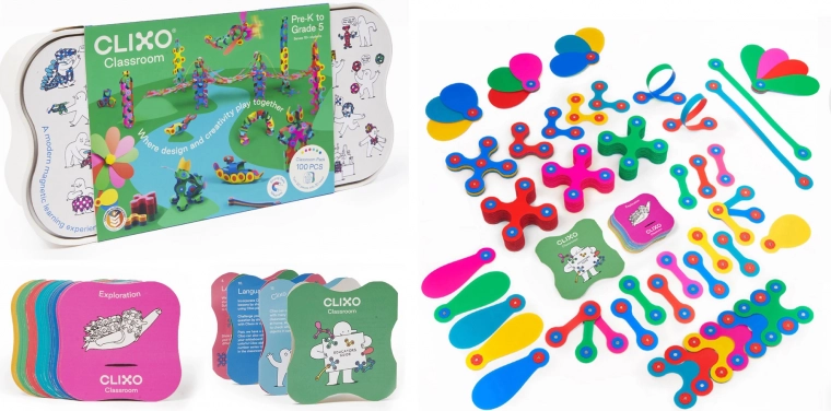Clixo Classroom magnetinė konstravimo rinkinys – 100 dalių
