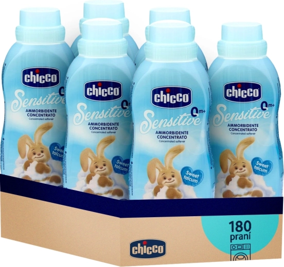 Chicco Baby Sensitive skalbinių minkštiklis „Saldus pudras“, koncentruotas 750 ml (6×30 skalbimų)