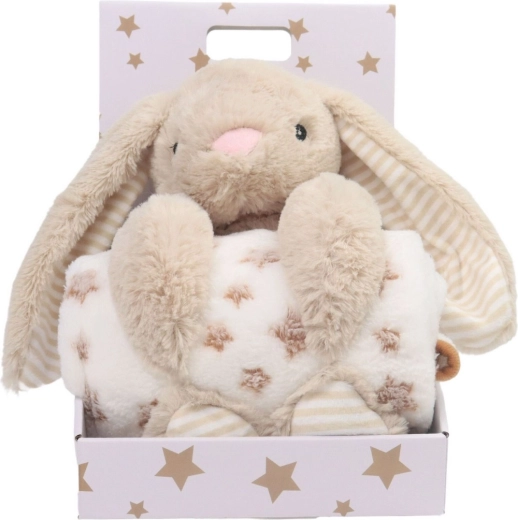 Carlo baby flisinė antklodė su pliušiniu triušiuku Bunny Beige – 1 vnt.