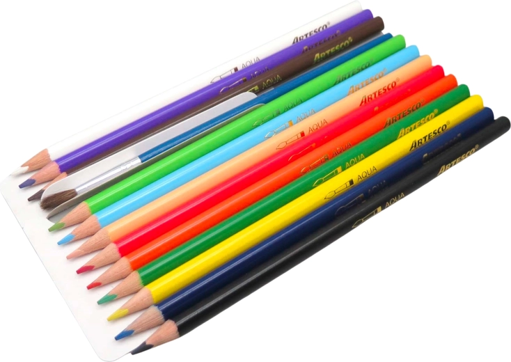 Akvareliniai pieštukai Color Plus – 12 spalvų rinkinys su teptuku ir drožtuku