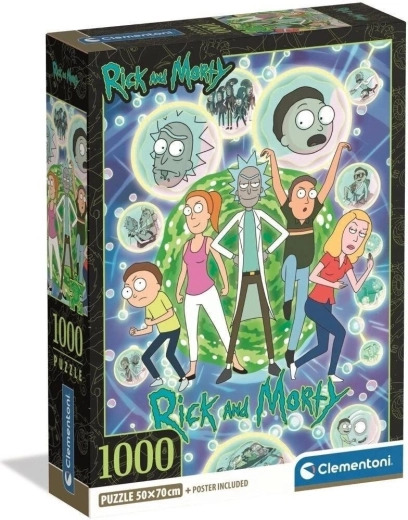 Clementoni dėlionė Rick and Morty: multivisatos koliažas, 1000 dalių