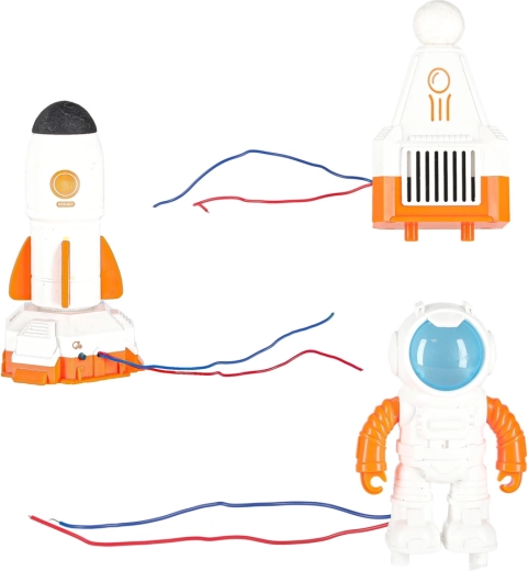 Space mission with a rocket and astronaut