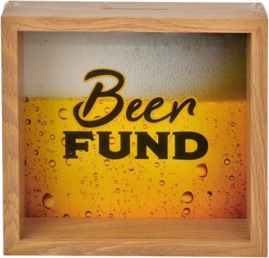 Medinė taupyklė Beer Fund 20 × 5 × 20 cm