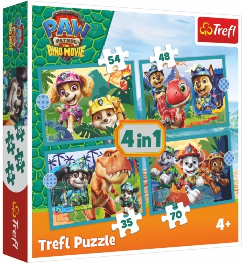 Dėlionės 4 viename „Tlapková patrola“ (Paw Patrol) Dino Movie – istorijos iš dinozaurų salos