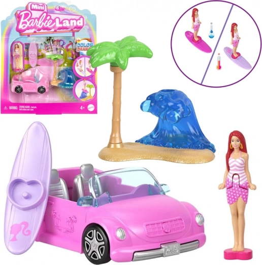Mattel Mini Barbie Land Convertible with Mini Barbie Doll and Color-Changing Feature