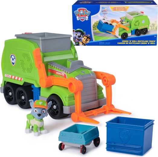 Paw Patrol perdirbimo automobilis Crush ’N’ Roll su Rocky figūrėle eco