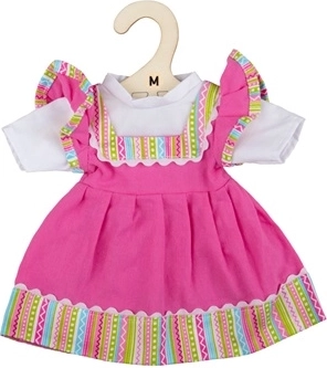Pink dress with striped trimming for a 34 cm doll