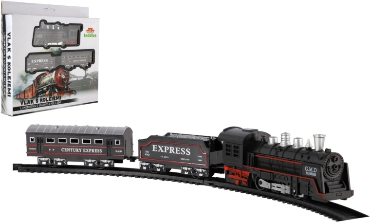 Battery-Powered Train Set with Tracks (Locomotive + 2 Cars)