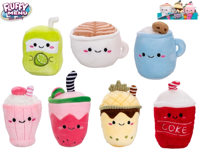 Fluffy Menu pliušinis gėrimas – mielas mini žaisliukas į ranką